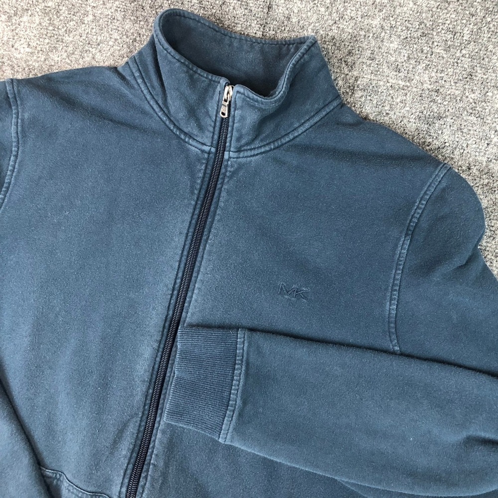 Michael Kors MK Logo Zip Up Track Jacket Sweatshirt Blue Mens Size XL